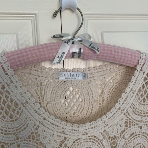 Solitaire Long Sleeved Open Weave Crocheted Lace Top-Size S - Picture 2 of 9